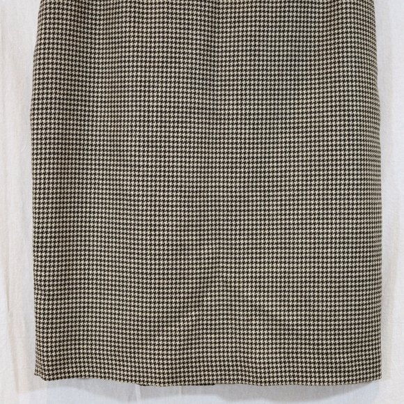 Vertigo Paris Vintage 90s Wool Houndstooth Pencil Skirt Cream Black Size 10 - Picture 4 of 9